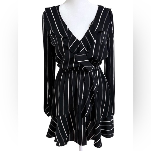 Express Dresses & Skirts - Black Wrap Dress with Long Bishop Sleeves for Cocktail, Size XSP